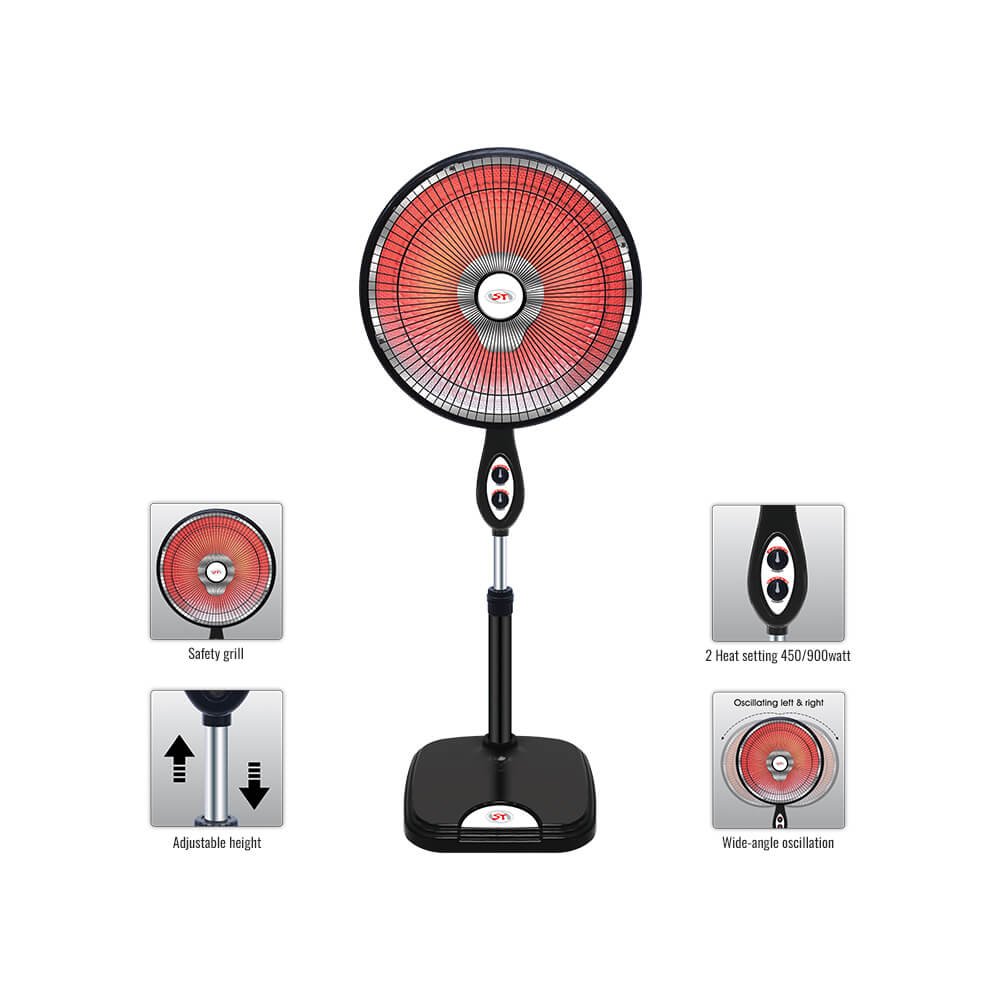 ST Electric Sun Heater STH-116 Oscillating Pedestal Dish Heater 900W